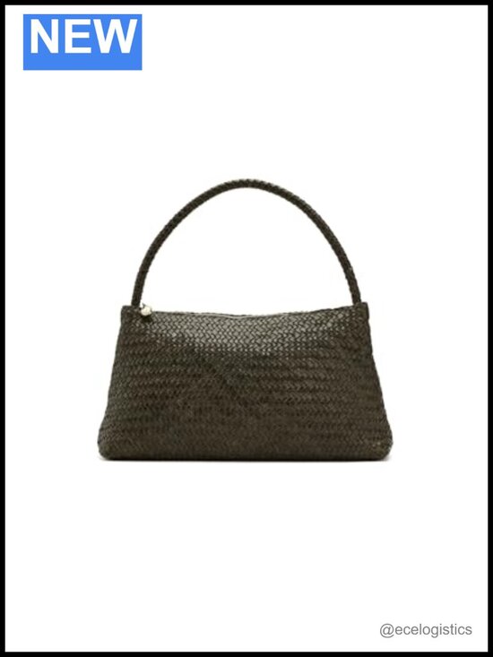 Handbags - Handwoven Leather Shoulder Bag with Zipper Closure Satchel
